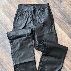 SHEIN 5-pocket Faux Leather Pants. Women's Tall L. Black.